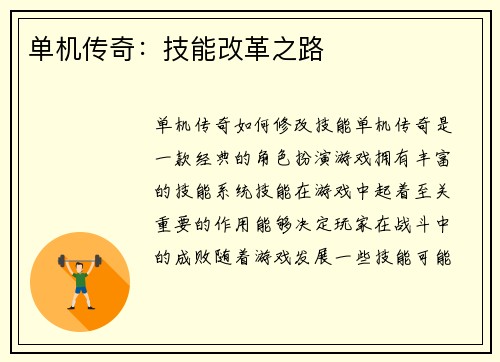 单机传奇：技能改革之路